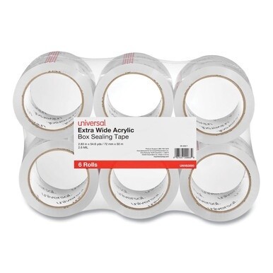 Extra-Wide Moving and Storage Packing Tape, 3&quot; Core, 2.83&quot; x 54.7 yd, Clear, 6/Pack