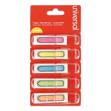 Deluxe Pop-Up Page Flags, 0.5 x 1.75, Five Assorted Colors, 35 Flags/Dispenser, 5 Dispensers/Pack