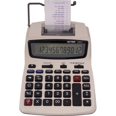 Victor 1208-2 12 Digit Compact Commercial Printing Calculator - 2.3 LPS - Extra Large Display, Clock, Date, Sign Change, Environmentally Friendly, Independent Memory, 4-Key Memory - AC Supply/Power Ad