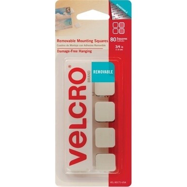 VELCRO&amp;reg; Removable Mounting Tape - 0.75&quot; Length x 0.75&quot; Width - 80 / Pack - White
