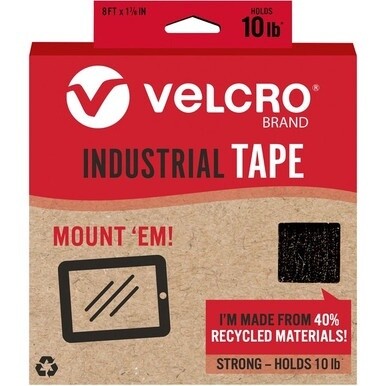 VELCRO&amp;reg; Eco Collection Adhesive Backed Tape - 8 ft Length x 1.88" Width - 1 Each - Black