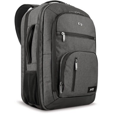 Solo Carrying Case (Backpack) for 17.3" Notebook - Gray - Damage Resistant, Bump Resistant - Checkpoint Friendly - Shoulder Strap, Handle, Luggage Strap - 18" Height x 13" Width x 10" Depth - 7.93 gal