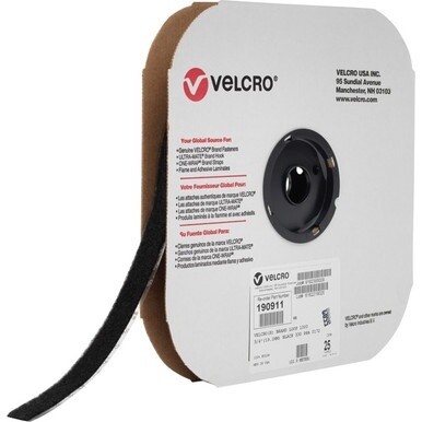 VELCRO&amp;reg; 190911 Industrial Industrial - Loop 1000 - 25 yd Length x 0.75" Width - For Indoor, Outdoor - 1 / Roll - Black
