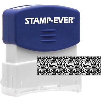 Stamp-Ever Pre-inked Security Block Stamp - 1.69&quot; Impression Width x 0.56&quot; Impression Length - 50000 Impression(s) - Blue - 1 Each