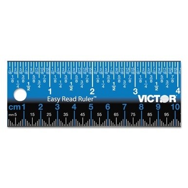 Easy Read Stainless Steel Ruler, Standard/Metric, 12&quot;.5 Long, Blue