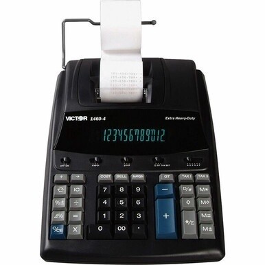 Victor 1460-4 12 Digit Extra Heavy Duty Commercial Printing Calculator - 4.6 LPS - Independent Memory, Big Display, Heavy Duty, Sign Change, Item Count, 4-Key Memory, Easy-to-read Display - 3.3&quot; x 8&quot; 