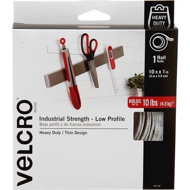 GSA MAS VELCRO&amp;reg; 91110 Heavy Duty Industrial Strength - Low Profile - 10 ft Length x 1" Width - Water Resistant - For Mounting - 1 / RollRoll - White