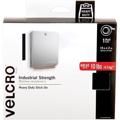 VELCRO&amp;reg; 90197 Heavy Duty Industrial Strength - 15 ft Length x 2&quot; Width - Temperature Resistant, Water Proof - For Holding - 1 / RollRoll - Black