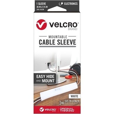 VELCRO&amp;reg; Mountable Cut-To-Length Cable Sleeves - Cable Sleeve - White - 1