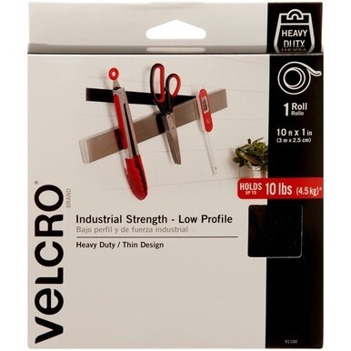VELCRO&amp;reg; 91100 Heavy Duty Industrial Strength - Low Profile - 10 ft Length x 1" Width - Water Resistant - For Mounting - 1 / RollRoll - Black