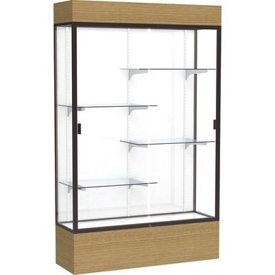 Waddell Reliant Display Cabinet - 48&quot; x 16&quot; x 80&quot; - 4 x Shelf(ves) - Sliding Door(s) - Durable, Adjustable Shelf, Lockable, LED Light - TAA Compliant