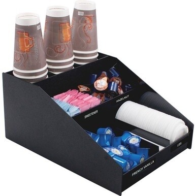 Vertiflex Horizontal Condiment Organizer - 9 Compartment(s) - 6 Divider(s) - 7.5" Height x 12" Width x 16" DepthDesktop - Chip Resistant - Black - 1 Each