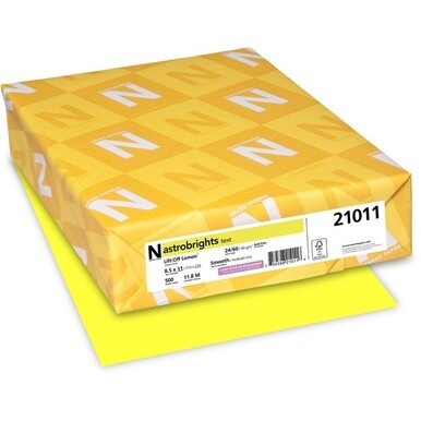 Astrobrights Color Paper - Lemon - Letter - 8 1/2" x 11" - 24 lb Basis Weight - 500 / Ream - FSC - Acid-free, Lignin-free - Lemon (Yellow)