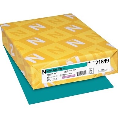 Astrobrights Color Copy Paper - Terrestrial Teal - Letter - 8 1/2&quot; x 11&quot; - 24 lb Basis Weight - 500 / Pack - FSC, Green Seal - Acid-free, Lignin-free - Terrestrial Teal