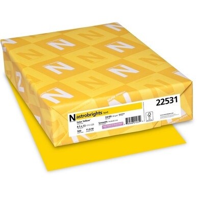 Astrobrights Color Paper - Yellow - Letter - 8 1/2&quot; x 11&quot; - 24 lb Basis Weight - 500 / Ream - Heavyweight, Acid-free, Lignin-free - Solar Yellow
