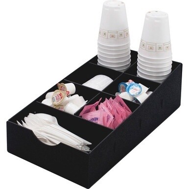 Vertiflex Single-level Condiment Caddy - 7 Compartment(s) - 5.3&quot; Height x 8.8&quot; Width x 16&quot; Depth - Black - 1 Each