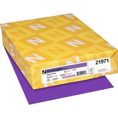GSA MAS Astrobrights Color Cover Stock - Grape - Letter - 8 1/2" x 11" - 65 lb Basis Weight - 250 / Pack - FSC - Acid-free, Lignin-free - Gravity Grape (Purple)