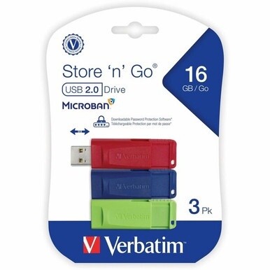 16GB Store 'n' Go&amp;reg; USB Flash Drive - 3pk - Red, Green, Blue - 16GB - 3pk - Red, Green, Blue
