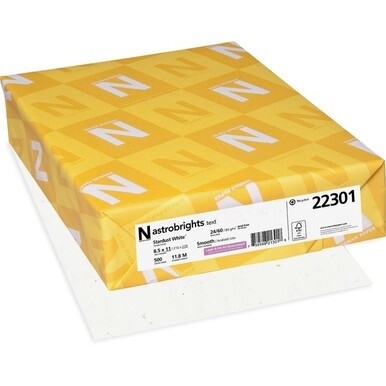 Astrobrights Color Copy Paper - Stardust White - Letter - 8 1/2&quot; x 11&quot; - 24 lb Basis Weight - Smooth - 500 / Ream - Green Seal - Acid-free, Lignin-free, Chlorine-free, Heavyweight - Stardust White