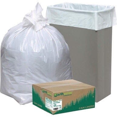 Berry Heavy-Duty Reclaim Recycled White Can Liners - Small Size - 13 gal Capacity - 24&quot; Width x 33&quot; Length - 0.87 mil (22 Micron) Thickness - Low Density - White - Plastic - 150/Carton - Recycled