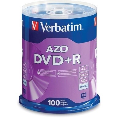 Verbatim 95098 DVD Recordable Media - DVD+R - 16x - 4.70 GB - 100 Pack Spindle - 120mm - 2 Hour Maximum Recording Time