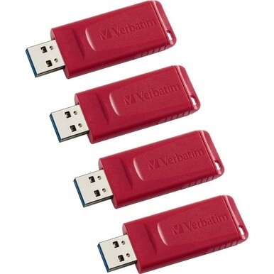 Verbatim Store &#39;n&#39; Go USB Flash Drives - 16 GB - USB 2.0 - Red - Lifetime Warranty - 4 / Carton
