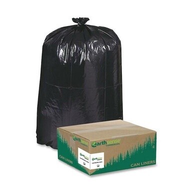Berry Reclaim Heavy-Duty Recycled Can Liners - Large Size - 45 gal Capacity - 40&quot; Width x 46&quot; Length - 1.25 mil (32 Micron) Thickness - Low Density - Black - Plastic - 100/Carton - Recycled
