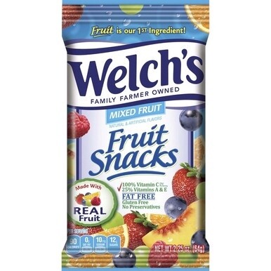 Welch&#39;s Mixed Fruit Snacks - Gluten-free, Preservative-free, Trans Fat Free - Strawberry, White Grape Raspberry, Orange, White Grape Peach, Concord Grape - 2.25 oz - 48 / Carton