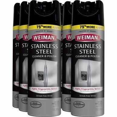 Weiman Stainless Steel Cleaner/Polish - 17 oz (1.06 lb) - 6 / Carton - Clear