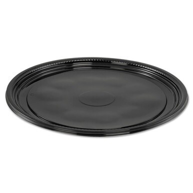 Caterline Casuals Thermoformed Platters, 12" Diameter, Black. Plastic, 25/Carton