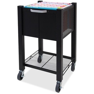 Vertiflex InstaCart Sidekick File Cart - 4 Casters - 2.75&quot; Caster Size - Steel - x 15.5&quot; Width x 13.8&quot; Depth x 26.3&quot; Height - Black - 1 Each
