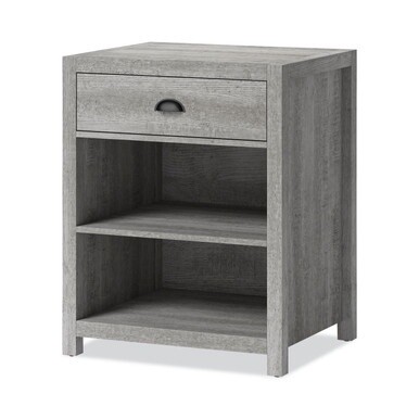 Fallbrook Printer Stand, Engineered Wood, 3 Shelves, 1 Drawer, 50 lb Capacity, 24&quot; x 20&quot; x 30.25&quot;, Smoked Ash