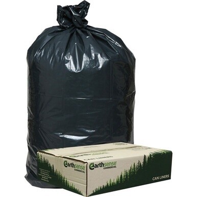 Berry Low Density Recycled Can Liners - Medium Size - 33 gal Capacity - 32.50&quot; Width x 40&quot; Length - 0.90 mil (23 Micron) Thickness - Low Density - Black - Plastic, Resin - 80/Carton - Garbage - Recycl