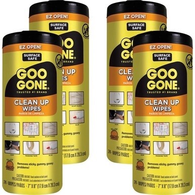 Goo Gone Tough Task Wipes - 24 / Canister - 4 / Carton - White