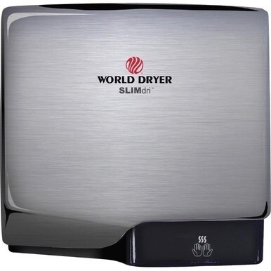 World Dryer SLIMdri Automatic Hand Dryer - 11.4&quot; Width x 3.9&quot; Depth x 10.7&quot; Height - 1 Each - Metallic Silver - Stainless Steel