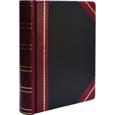 Wilson Jones Minute Book - 500 Sheet(s) - Letter - 8.50&quot; x 11&quot; Sheet Size - Black, Red, Gold Cover - 1 Each