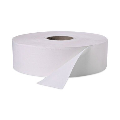Jumbo Roll Bath Tissue, Septic Safe, 2 Ply, White, 3.4&quot; x 1,000 ft, 12 Rolls/Carton