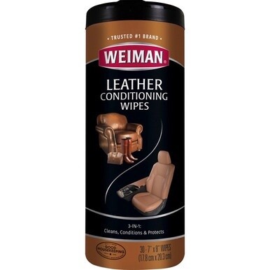 Weiman Products Leather Wipes - For Multipurpose - 8" Length x 7" Width - 30 / Canister - 1 Each - Pre-moistened - White