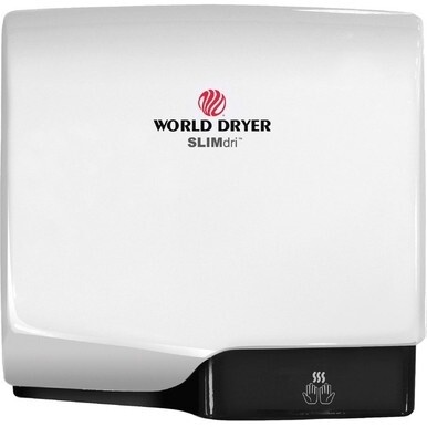 World Dryer SLIMdri Automatic Hand Dryer - 11.4&quot; Width x 3.9&quot; Depth x 10.7&quot; Height - 1 Each - White - Aluminum