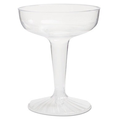 Comet Plastic Champagne Glasses, 4 oz, Clear, Two-Piece Construction, 25/Pack, 20 Packs/Carton