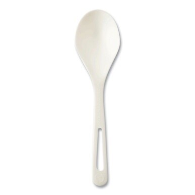 TPLA Compostable Cutlery, Soup Spoon, White, 1,000/Carton