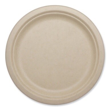 Fiber Plates, Plate, 9.1&quot; Diameter, Natural, 1,000/Carton