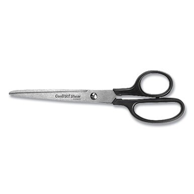 Contract Stainless Steel Standard Scissors, 7&quot; Long, 3.13&quot; Cut Length, Black Straight Handle