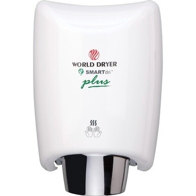 World Dryer SMARTdri Plus Intelligent Hand Dryer - 9.3&quot; Width x 7.6&quot; Depth x 12.5&quot; Height - 1 Each - White - Aluminum