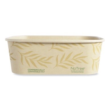 No Tree Rectangular Containers, 24 oz, 4.7 x 6.8 x 2.3, Natural, Sugarcane, 300/Carton