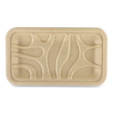 Fiber Trays, PLA Lined, PFAS Free, 1-Compartment, 8.3 x 4.9 x 0.7, Natural, Paper, 500/Carton