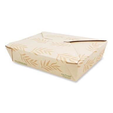 No Tree Folded Takeout Containers, 50 oz, 6.2 x 8.5 x 1.85, Natural, Sugarcane, 200/Carton