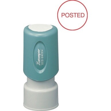 Xstamper Pre-Inked POSTED Stamp - Message Stamp - &quot;POSTED&quot; - 0.63&quot; Impression Diameter - Red - Recycled - 1 Each