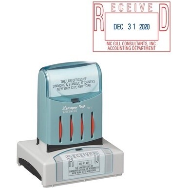 Xstamper Custom VersaDater Stamp - Custom Message/Date Stamp - 1.31&quot; Impression Width x 2.12&quot; Impression Length - 50000 Impression(s) - Recycled - 1 Each