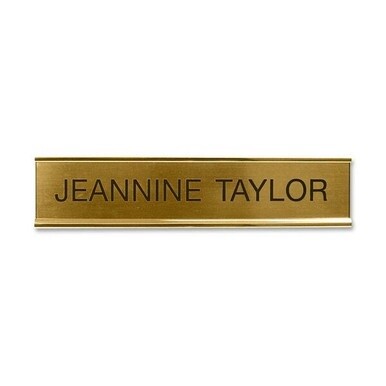 Xstamper Standard Aluminum Desk Sign - 1 Each - 10" Width x 2" Height - Aluminum - Gold